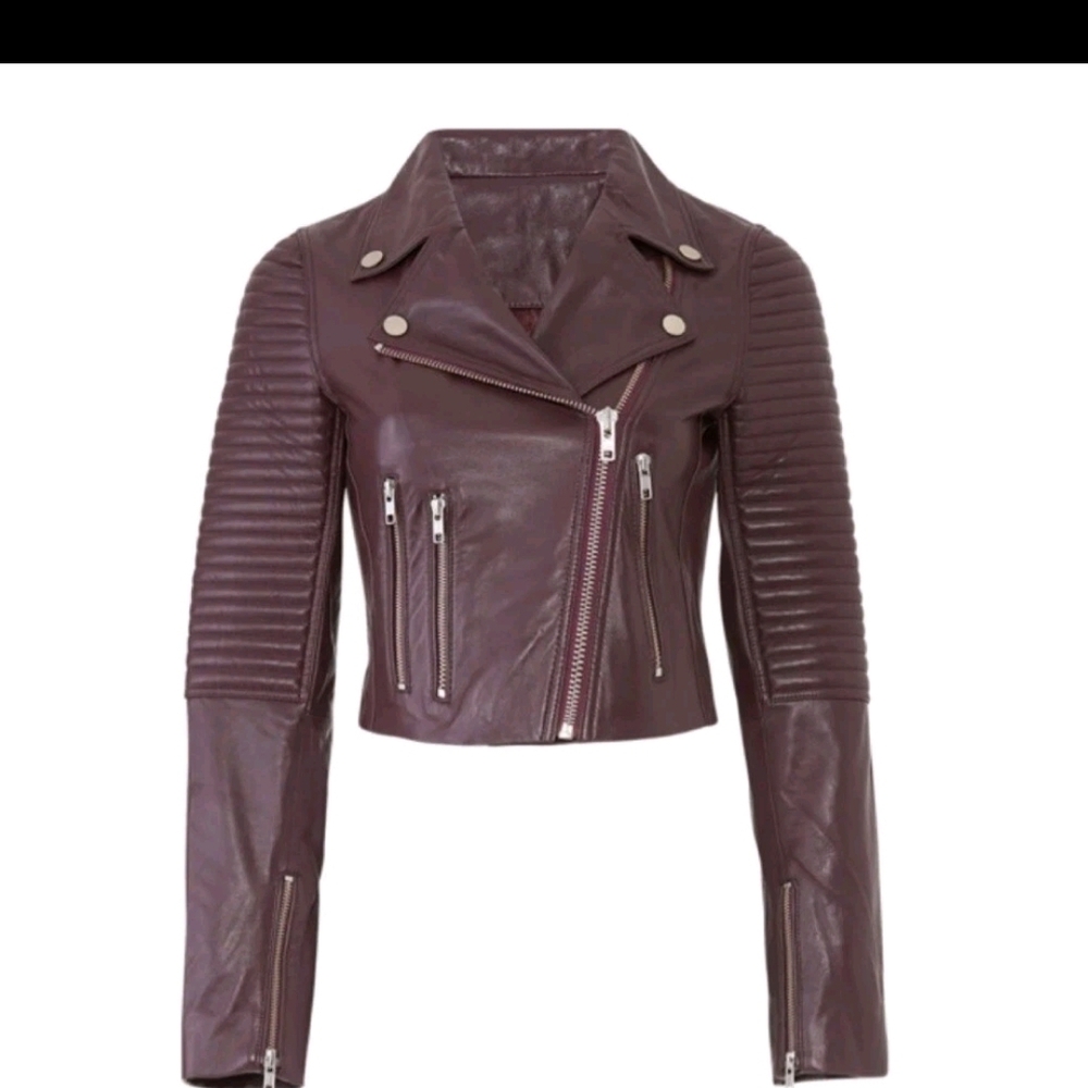 Samantha Sipos Leather Moto Jacket – Raisin Purple | Women’s LARGE